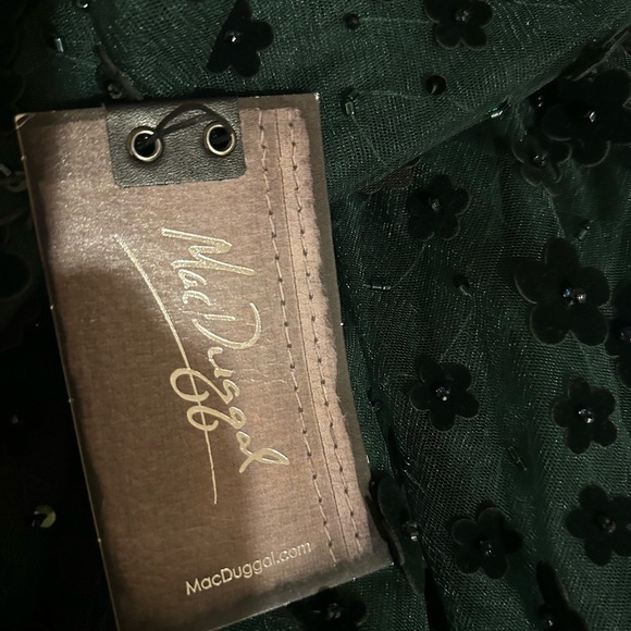 Mac Duggal Embellished Illusion High Neck Long Sleeve Fit & Flare Dress size XL - Picture 7 of 9